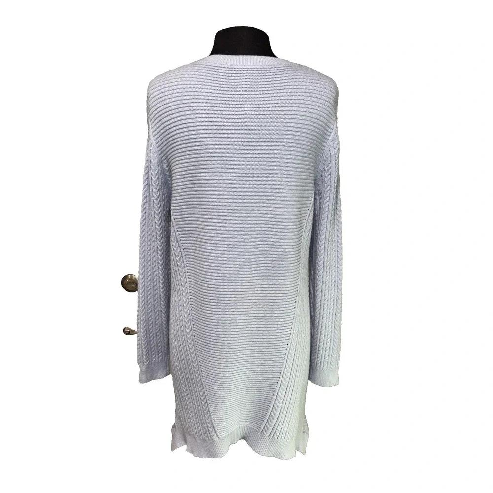 Cable Knit‎ Tunic Sweater by Picadilly Canada Size M Light Blue Asymmetrical NWT